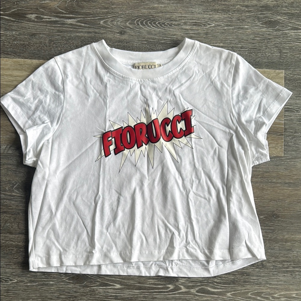 Fiorucci White Graphic T-Shirt - L fits more like a S/M